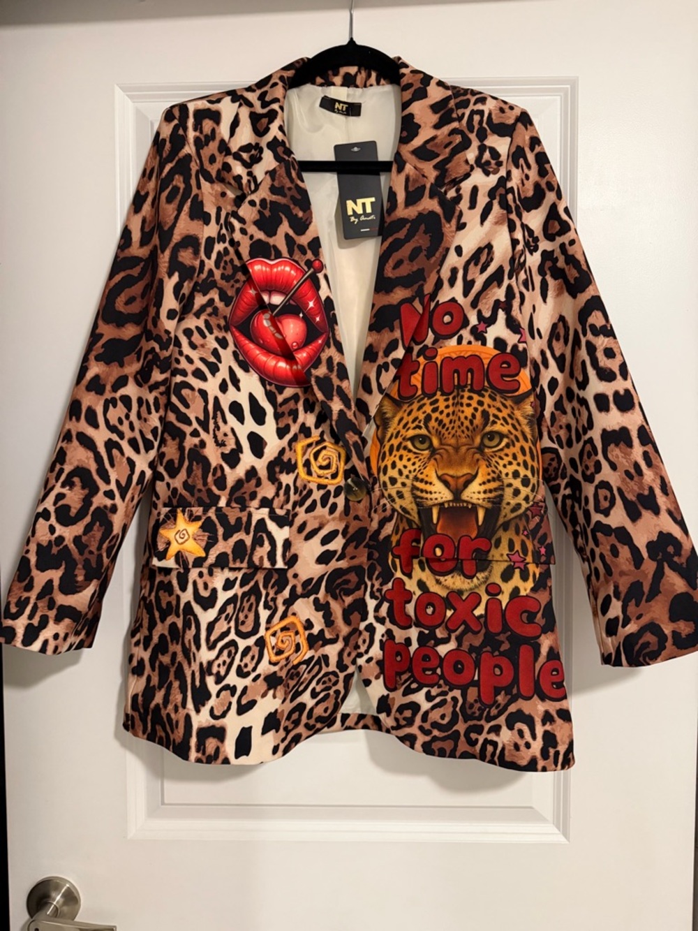 Leopard Print Statement Blazer - Brown